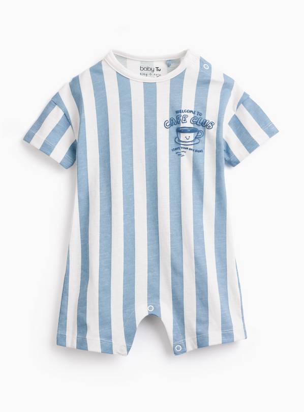 Blue Striped Cafe Club Romper 6-9 months